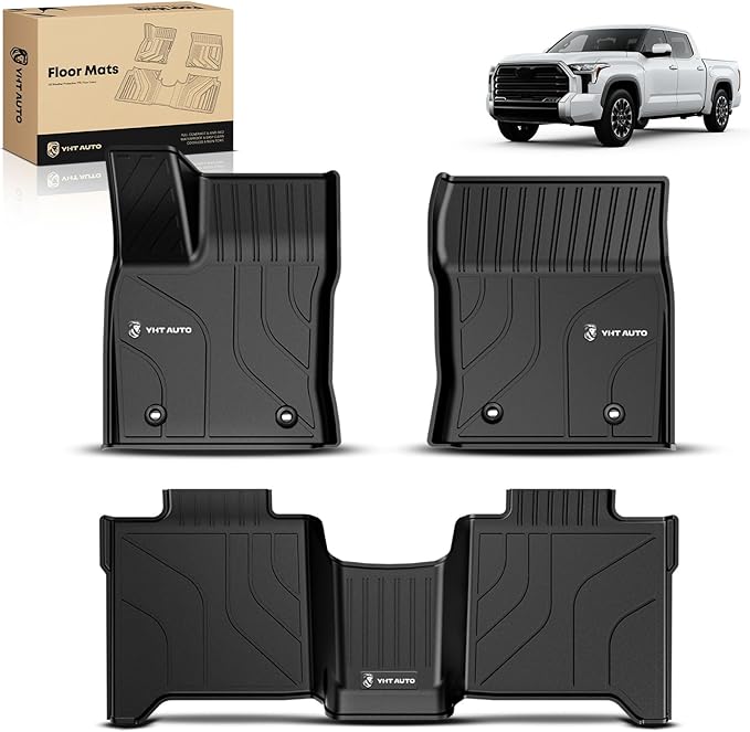 YHTAUTO Fit 2025 2024 2023 2022 Toyota Tundra Floor Mats | Only Fit CrewMax | TPE All Weather Floor Liner, 1st 2nd Row Car Mats
