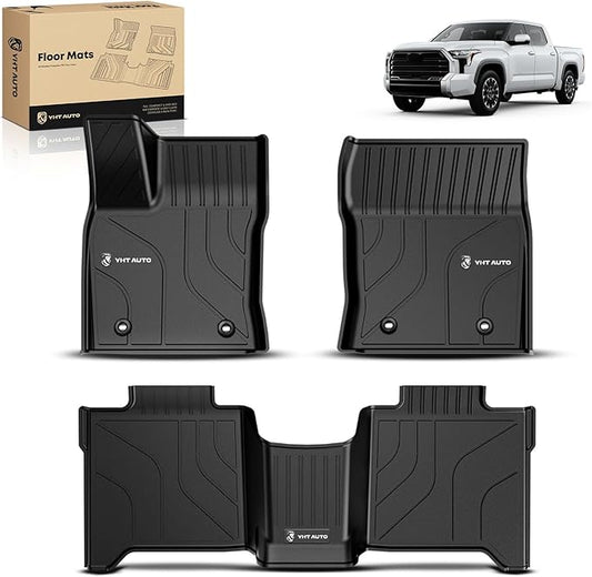 YHTAUTO Fit 2025 2024 2023 2022 Toyota Tundra Floor Mats | Only Fit CrewMax | TPE All Weather Floor Liner, 1st 2nd Row Car Mats