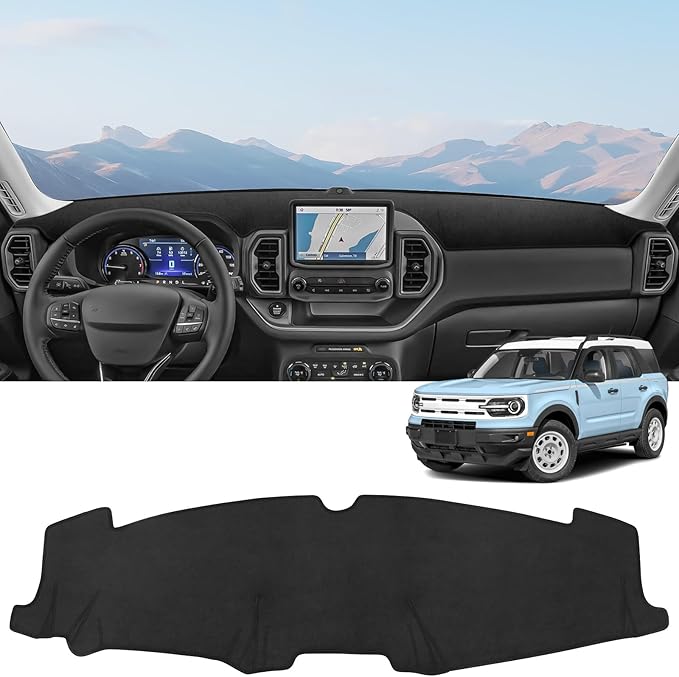 ZZEQYG Dash Cover for Ford Bronco Sport 2021 2022 2023 2024 Accessories Flannel Dashboard Cover Dash Mat Center Console Cover Sunshield Protector Pad