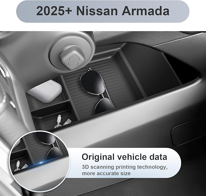 SKTU Upgrade for 2025 2026 Nissan Armada Accessories Center Console Organizer for 2025 2026 Nissan Armada Under Console Tray 2025 2026 Armada Lower Console Tray ABS Durable