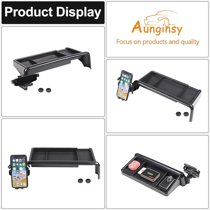 Aunginsy Center Console Dash Storage Tray with Phone Holder - Compatible with Kia Telluride 2020-2022 Dashboard Storage Box Organizer Mobile Phone Mount Bracket Interior Accessories