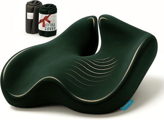 X Large Seat Cushions for Office Chairs, Car & Truck. Ergonomic Gaming Chair Seat Cushion and Sciatica Pain Relief Pillow for Back Pain. Orthopedic Coccyx Cushion for Tailbone Pain Relief (Green)