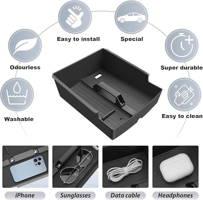 SKTU for 2025 2026 Buick Enclave Center Console Organizer for 2025 2026 Buick Enclave (Preferred/Sport Touring/Avenir) ABS Console Tray Buick Enclave 2025 2026 Accessories with Sunglasses Holder