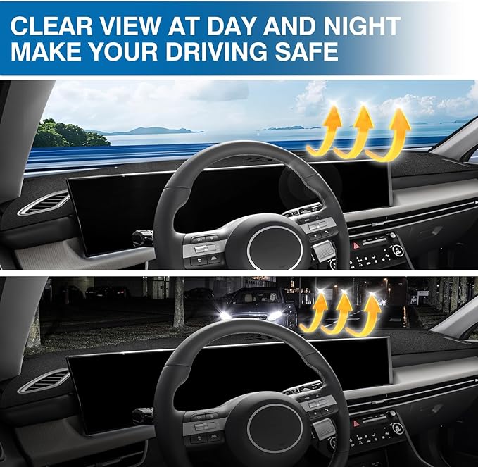 KUST Car Dash Cover for Hyundai Sonata 2024 2025 2026 (Only fits for 12.3-inch Touchscreen) Polyester Dashboard Cover Non-Slip Interior Accessories for Sonata Custom Fit Dash Mat No Glare Black