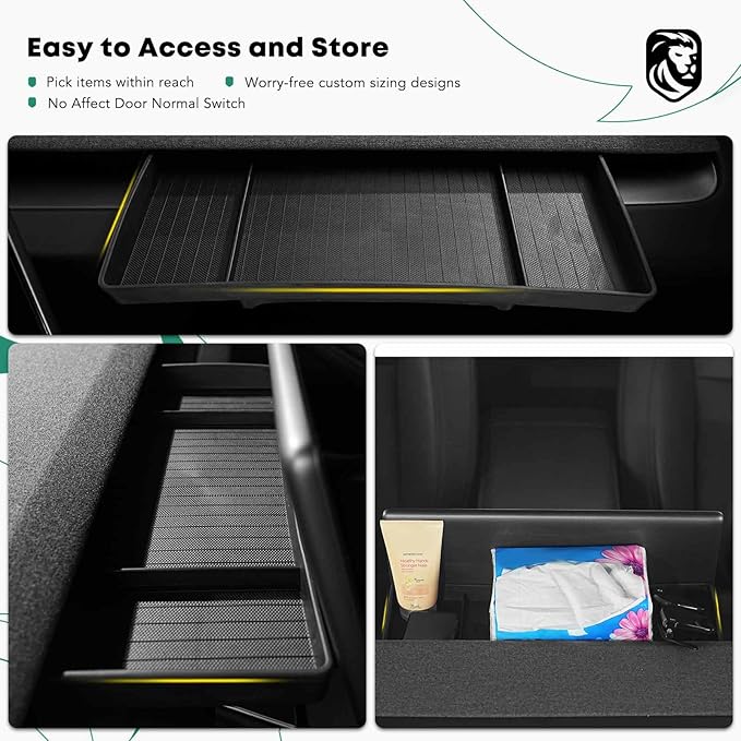 YHTAUTO Behind Screen Storage Tray Fit 2024 2025 Tesla Model 3 Highland, Screen Storage Box Non-Slip TPE Tissue Sunglass Holder for Car Dashboard Hidden Tray Interior Accessories 1PC