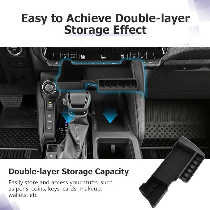 LUWU 2025 Land Cruiser Center Console Organizer - Compatible with 2024 2025 2026 Toyota Land Cruiser Accessories Under Screen Organizer Tray 2024 2025 LC250 Armrest Console Organizer