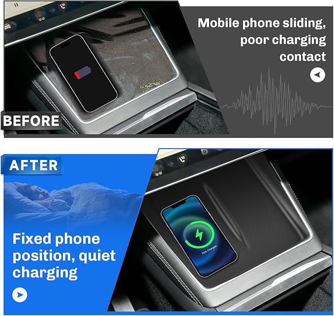 SXCY for 2025 Tesla Model Y Accessories 2025 Model Y Wireless Charging Protective Mats 2025 Model Y Accessories Center Console Inserts Liner Anti-Slip Anti-Dust Waterproof Mats [Not for 21-24 Model Y]