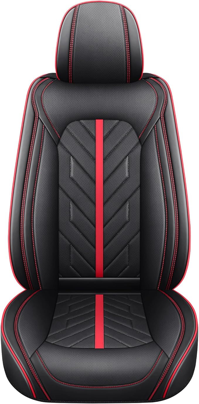 Tomatoman Car Front Seat Covers Compatible with Toyota Rav4 Camry Corolla Tacoma 4runner Highlander Yaris Avalon Crown Chr Matrix Venza Hyundai Elantra Tucson Sonata(2PCS Front/Black-Red)