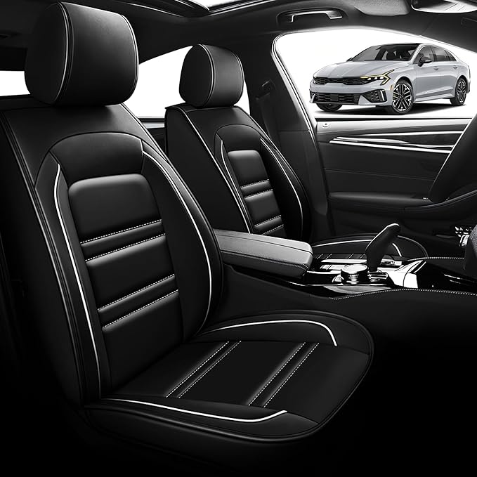 Seat Cover for kia k5 2021-2025 | Car Seat Covers Front Seats, Waterproof Seat Protectors, Automotive Front Seat Covers (Front Seat, Black&White Line)