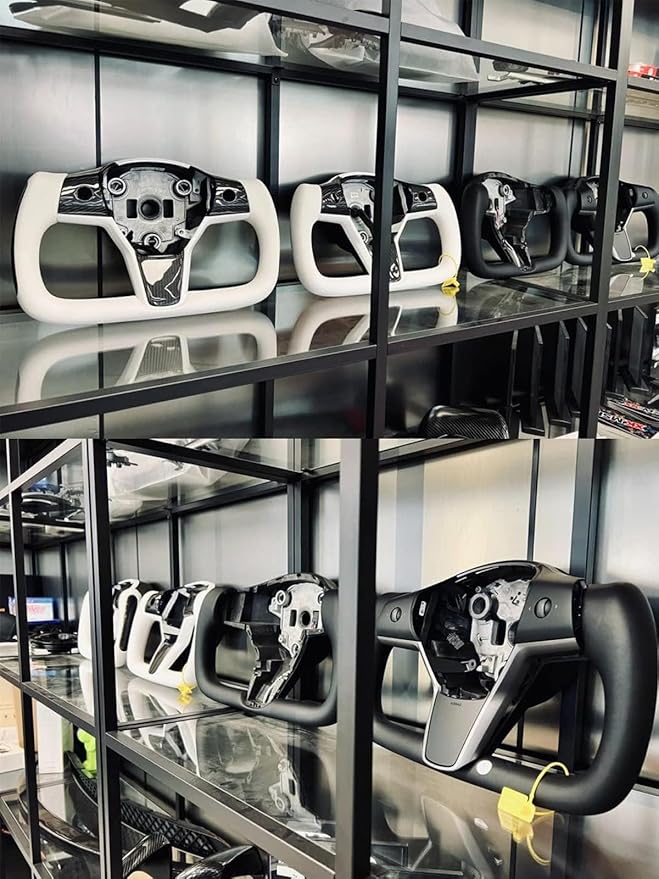 ZIMABLUE Yoke Steering Wheel for Tesla Model 3 (2017–2023) & Model Y (2020–2024) | Heated | Nappa Leather | Hand-Stitched