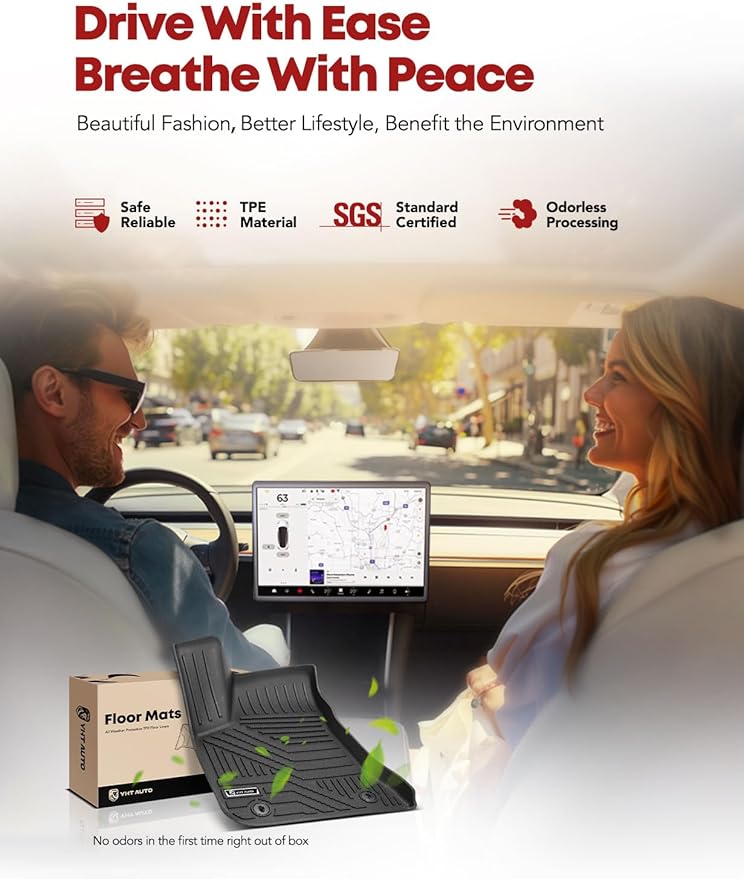 YHTAUTO Floor Mats Compatible with 2011-2023 Chrysler 300 AWD, 2011-2022 Dodge Charger, All Weather Custom Fit TPE Floor Liners Front & 2nd Row, Black, Set of 4