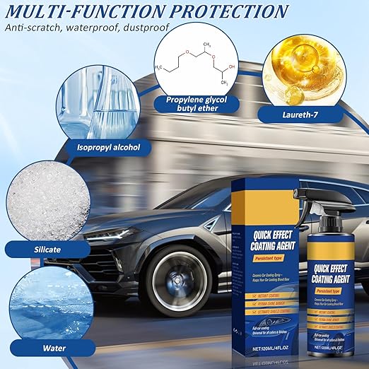 2Pcs Advanced Car Quick-Acting Coating Agent Spray, Car Scratch Wax Polish Quick Effect Coating Agent Spray for Shine & Protection, Cars Wax Oil Film Emulsion Glass Cleaner for Vehicles