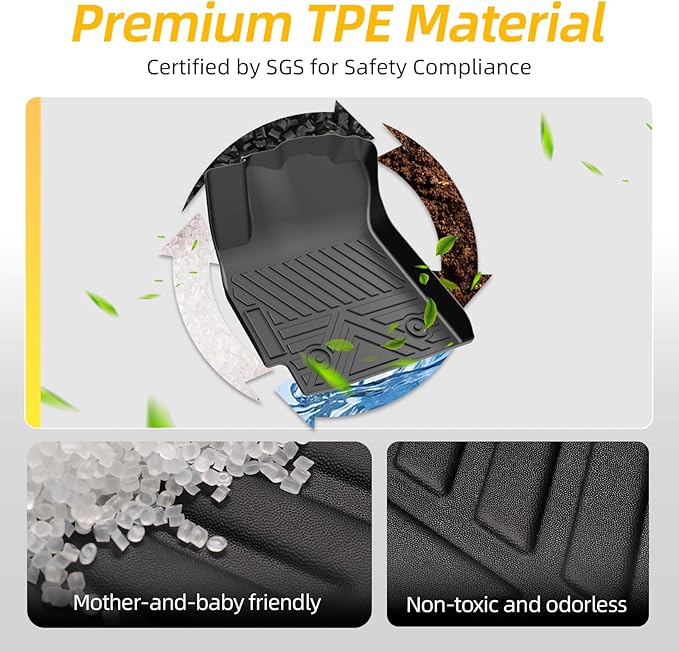 PWY Car Floor Mats for Hyundai Elantra 2021-2025 2026 (Not for Hybrid) / Hyundai Elantra N 2022-2025, TPE Custom Floor Mats, All Weather Automotive Liners, 1st & 2nd Row (3PCS), Car Accessories Set