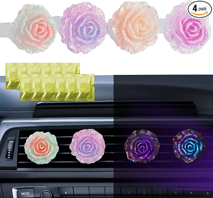 4PCS Flowers Car Smell Good Air Freshener Vent Clip for Women,Automotive Car Scents Vent Air Freshener for Vehicles,Auto Scent Air Fresheners for Cars