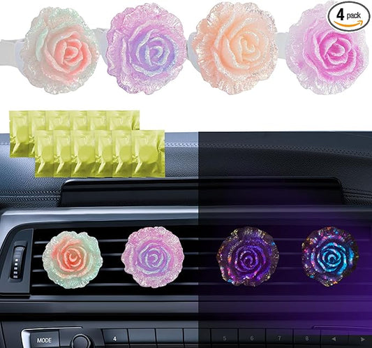 4PCS Flowers Car Smell Good Air Freshener Vent Clip for Women,Automotive Car Scents Vent Air Freshener for Vehicles,Auto Scent Air Fresheners for Cars