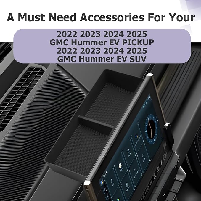 LUWU Dashboard Center Console Organizer Compatible with 2022 2023 2024 2025 2026 GMC Hummer EV Accessories 2025 2026 Hummer EV Center Console Organizer Armrest Organizer Insert Tray (Black)
