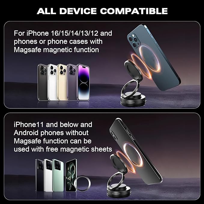 Vipbugo Phone Holder,360° Vacuum Magnetic Phone Holder Vipbu, Magnetic Suction Phone Mount Vipbugo,Vacuum Adsorption Magnetics Bracket, Hands-Free Suction Cup PhoneHolder for All Smooth Surface