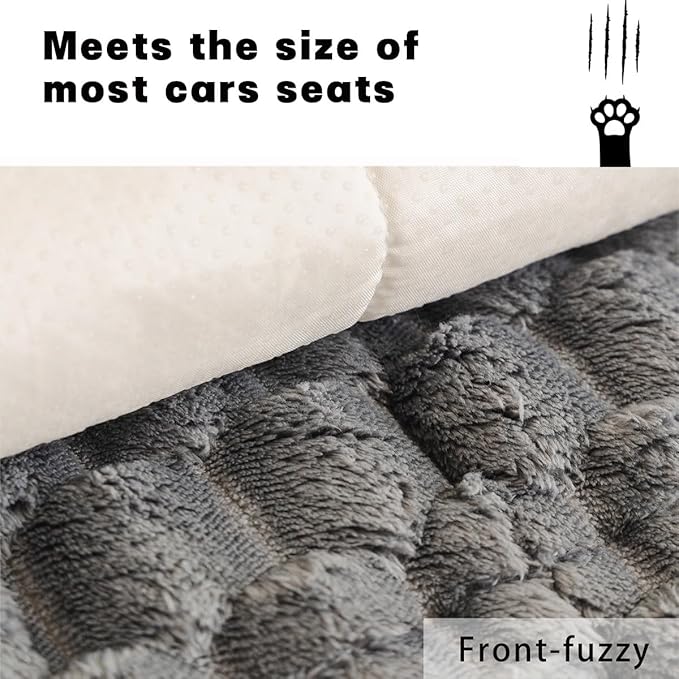 Non-Slip Dog Bed Mat for Car, Fuzzy Backseat Pet Mat, Travel Pet-Friendly Seat Cover for Cars, Compatible with Backseat Extenders and Seat Protectors 24.8x54 inch