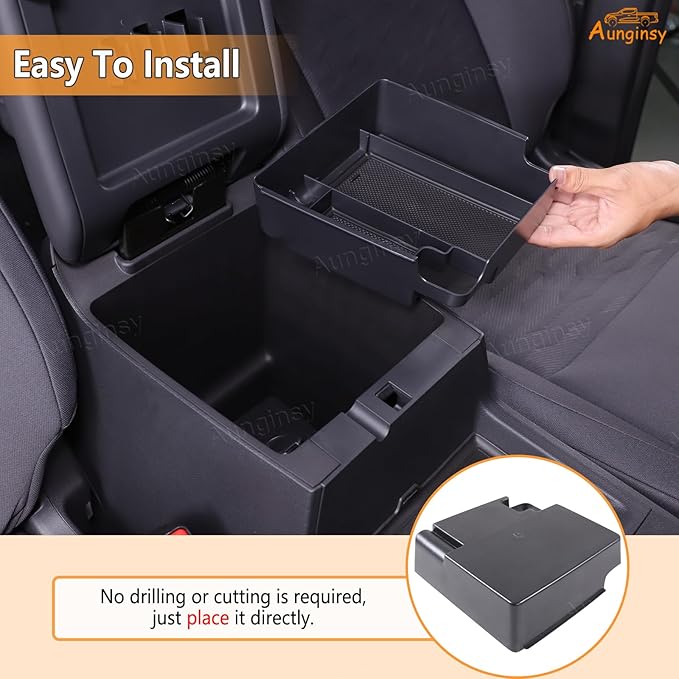 Aunginsy Armrest Box Storage Box Compatible with Nissan Frontier 2022-2024 2025 Pickup Truck Center Console Organizer Tray Armrest Storage Box Secondary Container Insert with Mat Interior Accessories