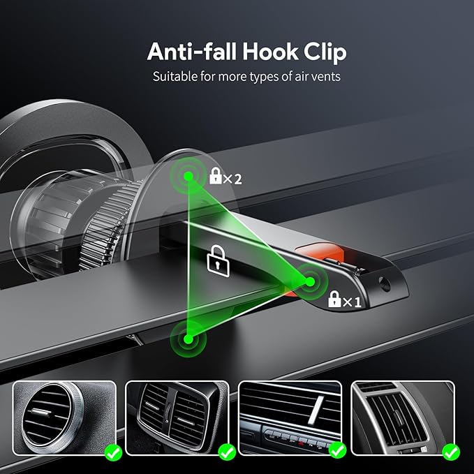 Esoulk Magnetic Car Phone Mount – Compact Air Vent Clip Holder with Strong Magnet, 360° Rotation, One-Touch Snap, Hands-Free Use – Universal for iPhone 17 16 15 14 13 Pro Max, Samsung, Google Pixel