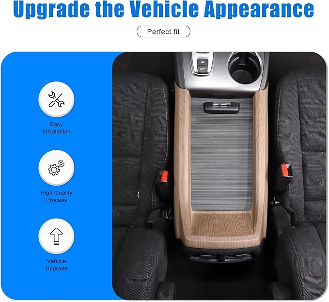 Armrest Box Frame Trim for Honda Pilot 2016-2022/ Ridgeline 2020-2023/ Passport 2019-2023 Accessories, ABS Center Console Armrest Box Frame Protective Cover (Pear Wood Grain)