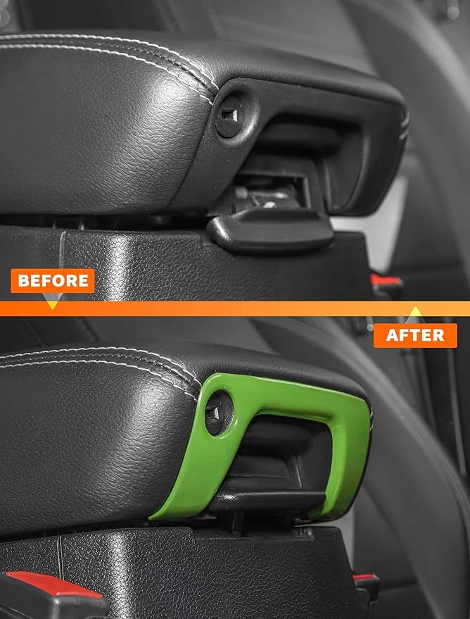 Savadicar Green Interior Accessories - Armrest Switch Bezel Trim Cover for 2018-Present Jeep Wrangler JL JLU 4XE & Gladiator JT - Solid Color Interior Decor Upgrade Option, 1-Piece