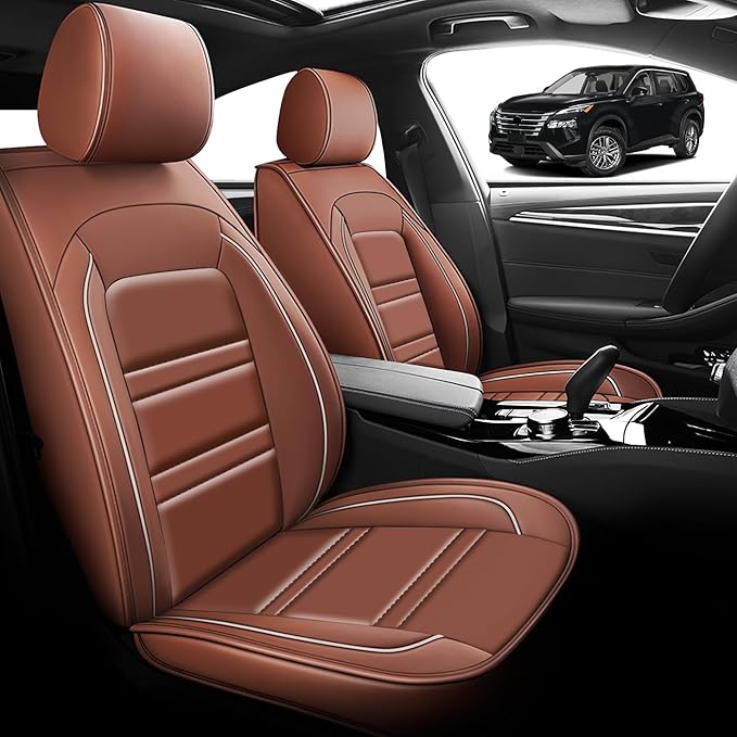 Seat Cover for Nissan Car Rogue 2008-2025 | Car Seat Covers Front Seats, Waterproof Seat Protectors, Automotive Front Seat Covers (Front Seat, Coffee)