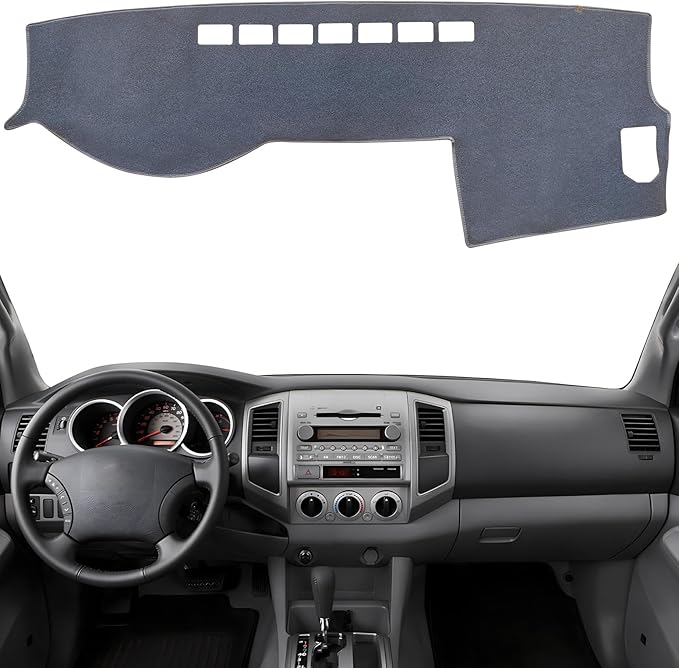 KEYOOG Dashboard Cover Dash Mat Fit for to-yota Tacoma 2015-2005 (Without HUD Models),Car Dash Board Mat Anti-Glare Carpet,Non-Slip Pad Sunshield Protector (Grey)
