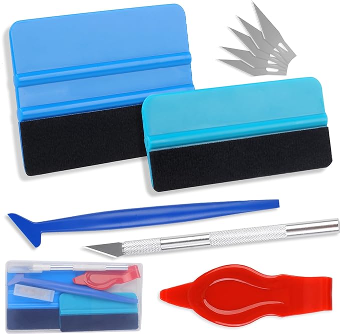 10PCS Window Tint Tools Kit, Premium Vinyl Wrap Kit, Easy to Apply Glass & Window Film Application Kit, Vehicle Vinyl Wrap Tools - 2PCS Felt Squeegee & Micro Squeegee & Craft Knife &Edge Trimmer
