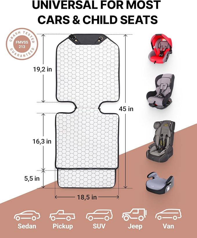 Owleys Premium Leather Car Seat Protector for Child Car Seat Cover from Dirt Scratches (2pc White)