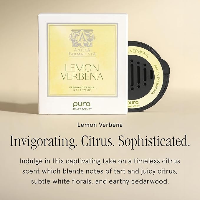 Pura Car Scent Refill - Fragrance for Pura Car Diffuser - Clean & Safe Luxury Diffuser Scent - Long-Lasting Fragrance for 30 Days of Aroma - Lemon Verbena