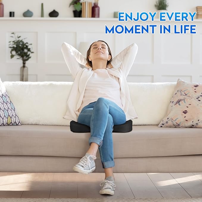 Seat Cushion, Office Chair Cushions, Car Seat Cushion, Non-Slip Sciatica & Back Coccyx Tailbone Pain Relief Chair Pad, Memory Foam Pillow for Computer Desk, Wheelchair, Driving(Black)