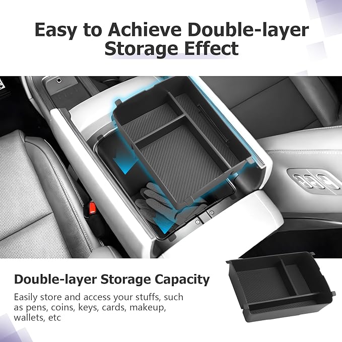 LUWU 2026 Palisade Center Console Organizer Compatible with 2026 Hyundai Palisade Accessories Armrest Console Organizer Upper Armrest Insert Tray Palisade LX3 2026 Accessories Black (Only for 7-Seat)