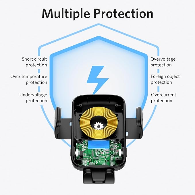 Wireless Car Charger, BESTEK 15W Fast Charging Auto Clamping Car Phone Holder with QC3.0 Car Charger, Air Vent Car Phone Mount Compatible with iPhone 15/14/13/12/X/8 Series, Samsung, LG,Google