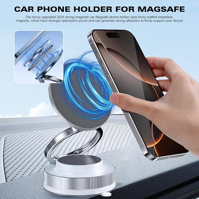 Vipbugo Phone Holder,360° Vacuum Magnetic Phone Holder Vipbu, Magnetic Suction Phone Mount Vipbugo,Vacuum Adsorption Magnetics Bracket, Hands-Free Suction Cup PhoneHolder for All Smooth Surface