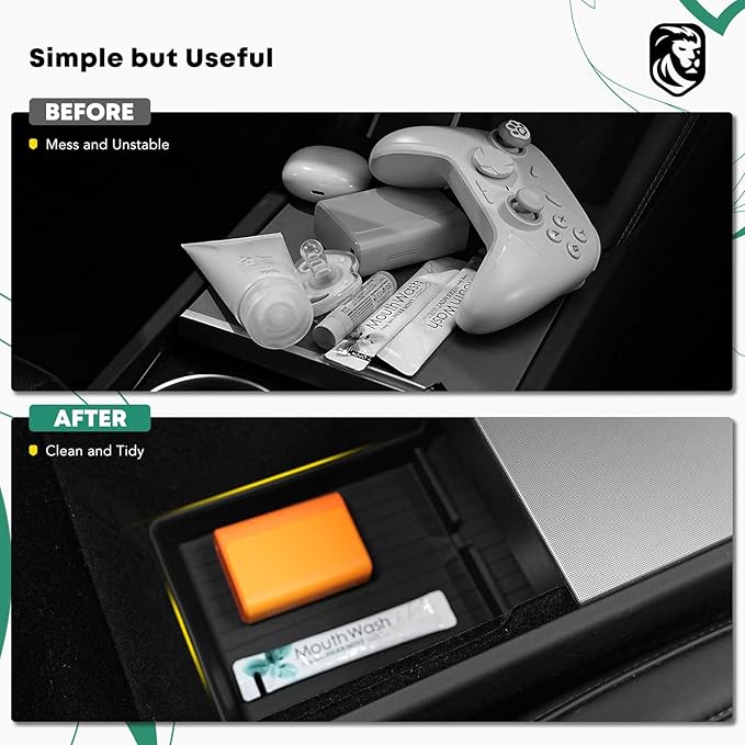 YHTAUTO Armrest Lower Tray Fit 2024 2025 Tesla Model 3 Highland, Center Armrest Lower Bottom Storage Box with Non-Slip Interior Accessories 1PC