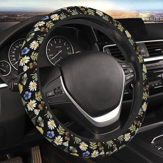 Wildflower Steering Wheel Cover for Men Women Universal Car Accessories 15 Inch Neoprene Auto Interior Decor