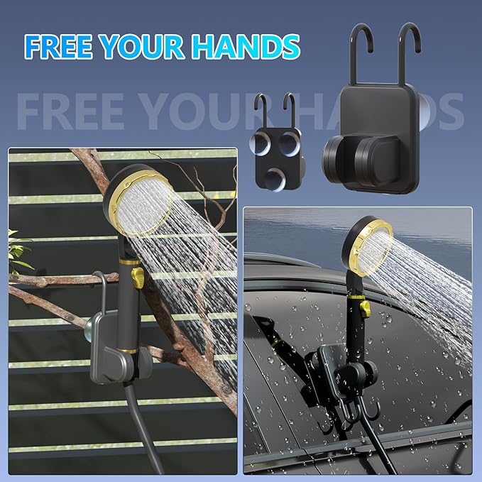 BSEED Portable Shower for Camping with Immersion Water Heater, 6000mAh Rechargeable Camping Shower with Intelligent LED Display, Outdoor Shower for Hiking, Travel, Pets & Car Washing, Wartering Plants