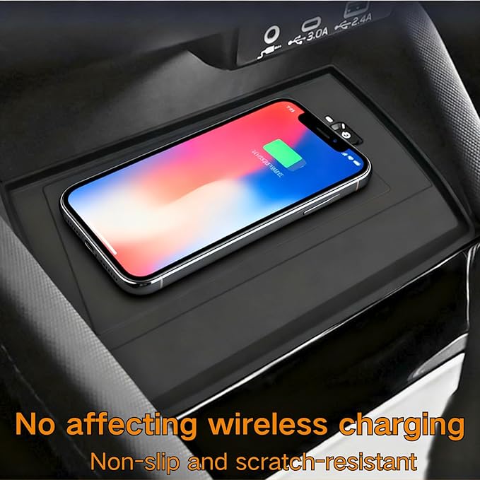 Cup Holder Insert and Wireless Charging Mat Compatible with 2025 Subaru Forester Center Console Insert Interior Protector Silicone Anti-Slip Pad for 2025 Subaru Forester Accessories