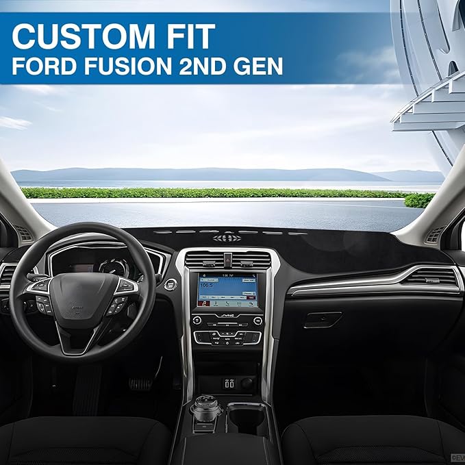 KUST Car Dash Cover for 2013-2020 Ford Fusion(S, SE, Titanium, Hybrid, Sport, Platinum, Energi) Non-Slip Dashboard Cover Interior for Ford Fusion Accessories Custom Fit Dash Mat Black