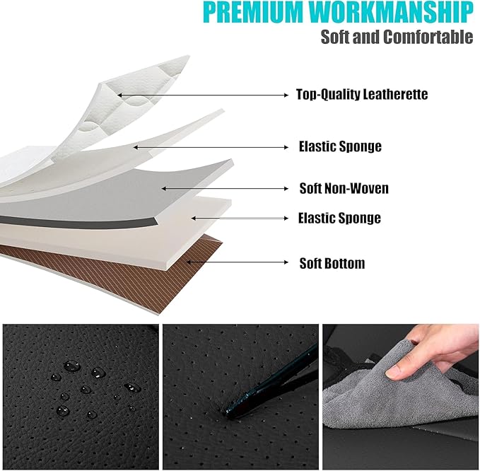 AOOG Leather Car Seat Covers Fit RAV4, Waterproof Faux Leather Seat Covers Custom Fit for Toyota RAV4 2019 2021 2022 2023 2024 2025 LE,XLE,XLE Premium, Limited, Hybrid(Full Set, Black)