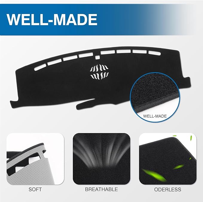 KUST Car Dash Cover for Ford Explorer 2020-2025 2026 (XLT, Limited, ST, Platinum) (2025:Active, ST-Line, ST, Platinum) Dashboard Cover Polyester Non-Slip Car Accessories for Explorer No Glare Black