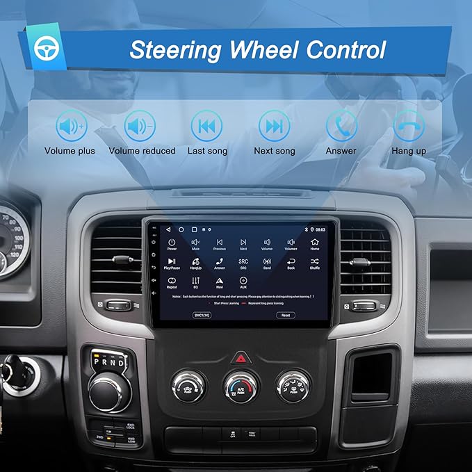 for Dodge RAM 1500 2500 3500 Car Stereo Radio, Android 13 2G+64G Head Unit with Wireless Carplay/Android Auto for 2013 2014 2015 2016 2017 2018 Ram, 9 inch IPS Touch Screen Bluetooth WiFi SWC GPS Navi