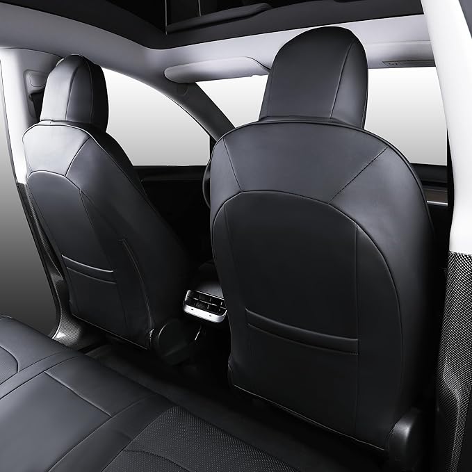 Suitable for Tesla Model Y Seat Covers, Waterproof Faux Leather Car Seat Covers Full Set for Tesla Model Y 2020 2021 2022 2023 2024 (Black)