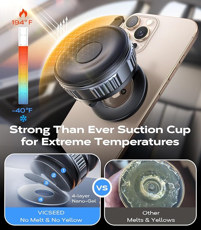 VICSEED 2026 Upgraded Car Phone Holder for Magsafe Car Mount [85 LBS Strongest Suction] Vacuum Magnetic Phone Holders for Your Car 360° Adjustable Car Phone Mount for iPhone 17 Pro Max 16 15 14 13 12