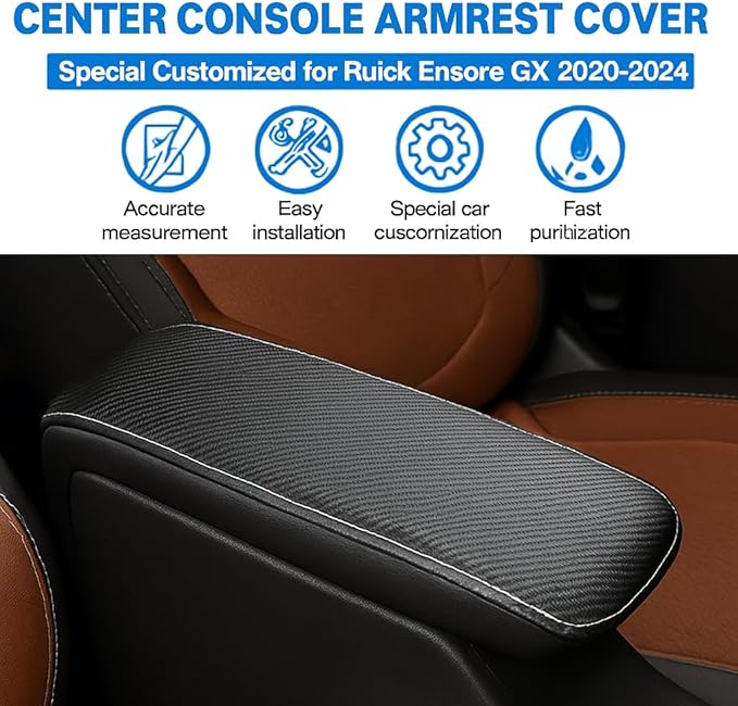 Autorder Center Console Cover for 2020 2021 2022 2023 2024 Buick Encore GX Accessories Armrest Cover Anti-Scratch Middle Console Pad Leather Armrest Protector