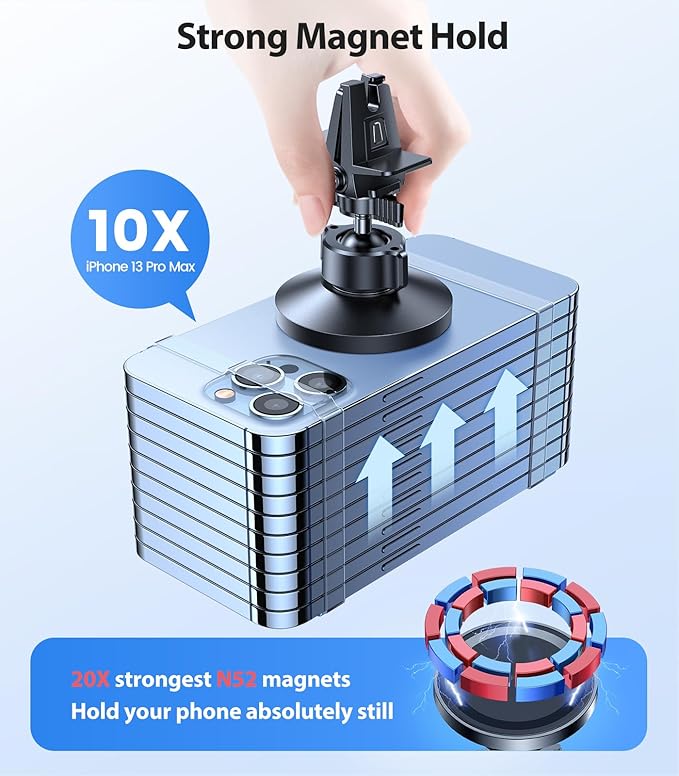 VICSEED for MagSafe Car Mount [Upgraded Strongest Magnet Power] Magnetic Phone Holder for Car Vent 360 Adjustable Magnetic Car Phone Holder Mount for iPhone 17 Air Pro Max 15 14 13 12 Plus Mini, Blue