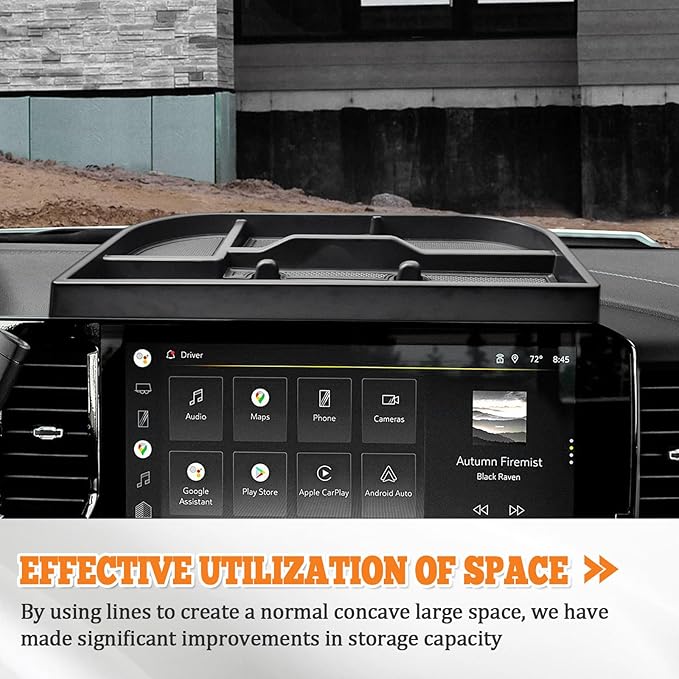 TACOBRO Interior Dashboard Storage Compatible with 2022-2025 Sierra/Silverado 1500 Accessories, 2024 2025 GMC Sierra/Chevy Silverado 2500HD/3500HD Dash Mounted Organizer Tissue Holder Tray