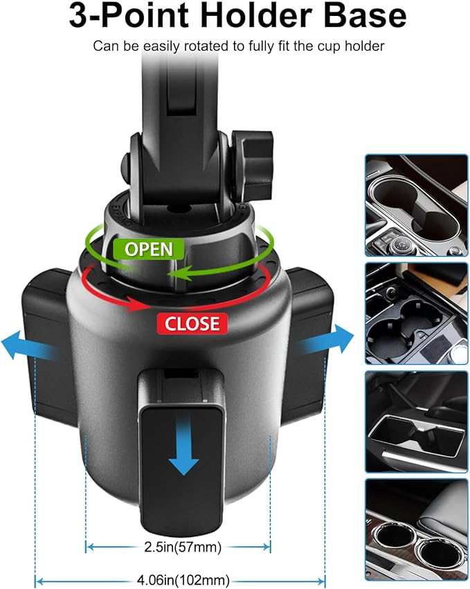 woleyi Cup Holder Car Tablet Mount, iPad Mount Holder for Car/Truck, 360° Rotation Adjustable Universal Tablet Stand Cradle Compatible with iPad Pro Air Mini, Galaxy Tab, Z Fold, iPhone, 4-13" Devices