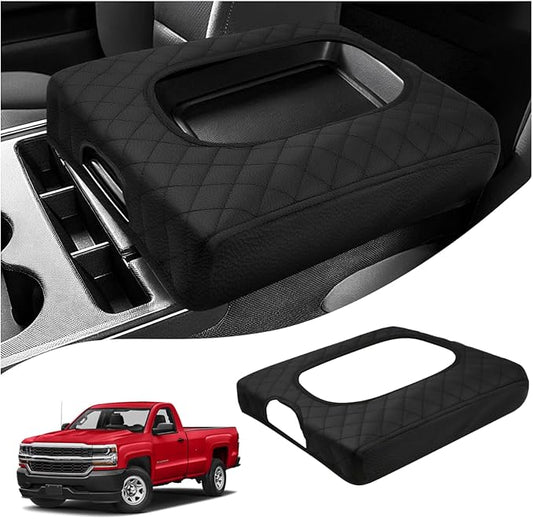 Autorder Center Console Cover for 2014-2018 Chevy Silverado/GMC Sierra Accessories Armrest Cover Anti-Scratch Middle Console Pad Leather Armrest Protector(ONLY for Split Bench Seat Console)